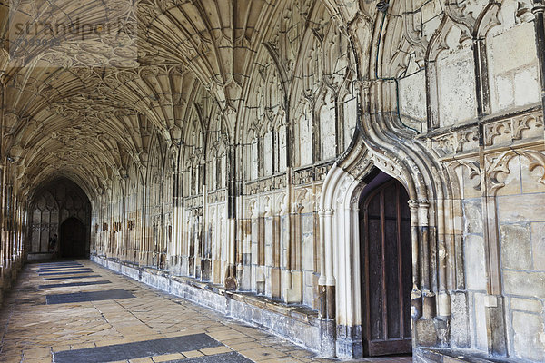 Kreuzgang  Europa  britisch  Großbritannien  Innenaufnahme  Kathedrale  England  Gloucestershire
