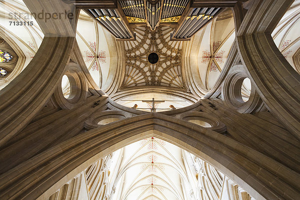 Europa  britisch  Großbritannien  Innenaufnahme  Kathedrale  England  Somerset