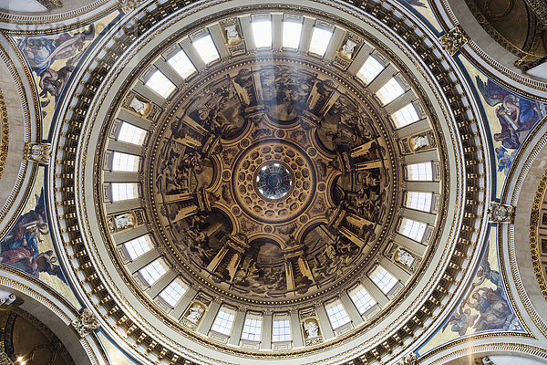 Kuppel  Europa  britisch  Großbritannien  London  Hauptstadt  Großstadt  Innenaufnahme  Kathedrale  St. Pauls Cathedral  Kuppelgewölbe  England