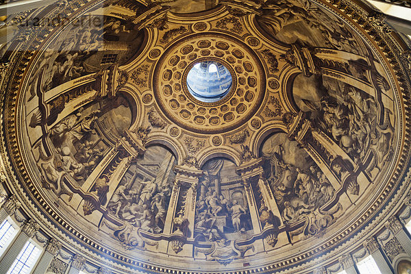 Kuppel  Europa  britisch  Großbritannien  London  Hauptstadt  Großstadt  Innenaufnahme  Kathedrale  St. Pauls Cathedral  Kuppelgewölbe  England