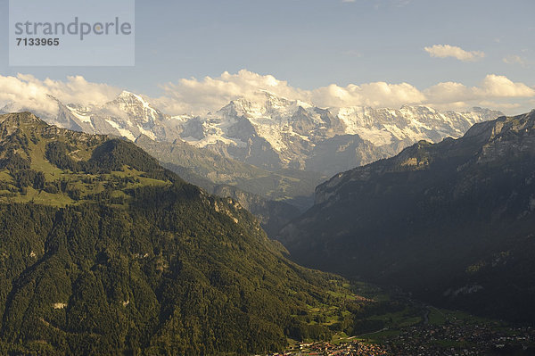 Europa Ansicht hart Eiger Berner Oberland Kanton Bern Interlaken Mönch Schweiz