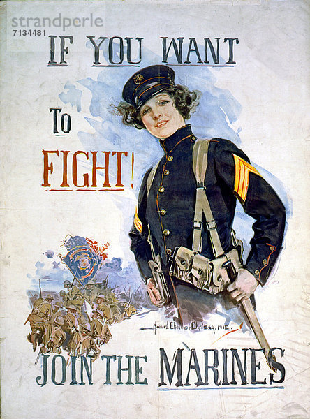 Vereinigte Staaten von Amerika  USA  Frau  Werbung  Fahne  Poster  amerikanisch  Bewerbung