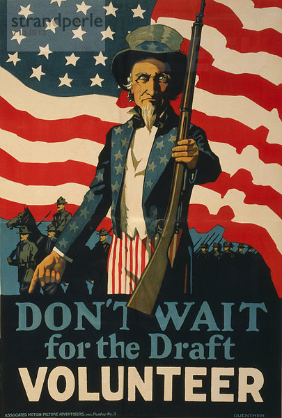 Fahne  Poster  amerikanisch  Heer  Bewerbung  Gewehr  Uncle Sam  Freiwilliger