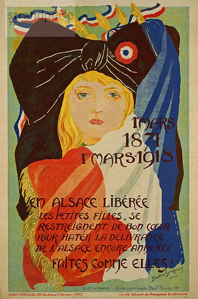 zeigen  Frankreich  Freiheit  französisch  Werbung  Poster  Mädchen  Elsass  Deutschland