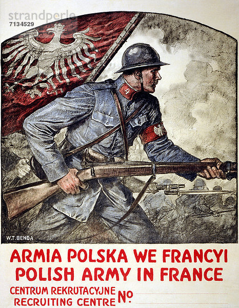 Frankreich  Kampf  Werbung  Soldat  Fahne  Poster  polieren  polnisch  Gewehr
