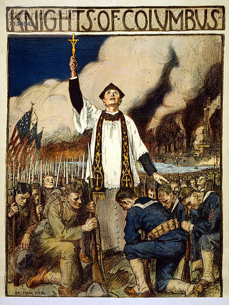 Vereinigte Staaten von Amerika  USA  kniend  Soldat  Religion  Poster  amerikanisch  Geistlicher  Kruzifix