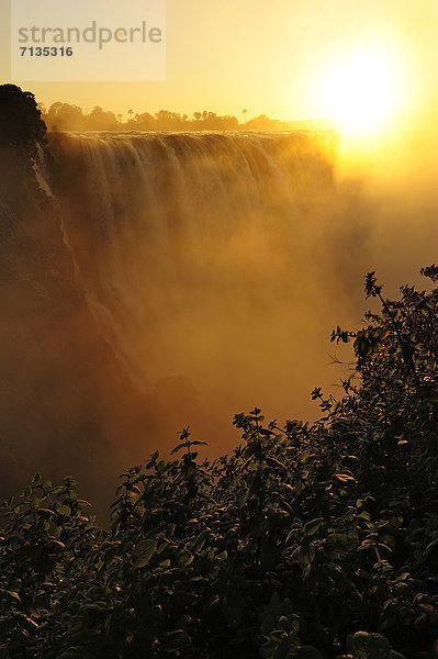 Südliches Afrika  Südafrika  Wasser  Sonnenuntergang  Fluss  Wasserfall  Schlucht  Victoriafälle  Afrika  Sonne  Zimbabwe