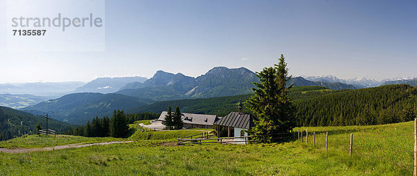 Panorama  Europa  Berg  Hügel  Landwirtschaft  Bayern  Kapelle  Deutschland  Oberbayern