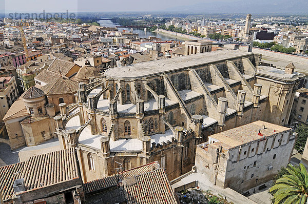 Catedral de la Asuncion de la Madre de Dios  Kathedrale  Stadtübersicht  Tortosa  Provinz Tarragona  Cataluna  Katalonien  Spanien  Europa  ÖffentlicherGrund