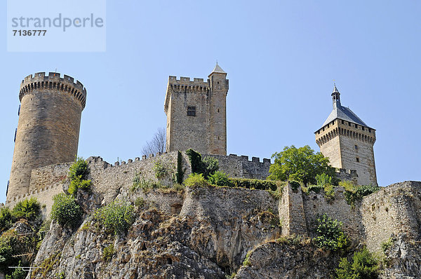 Chateau Comtal  Burg  Foix  Midi-Pyrenees  Pyrenäen  Departement Ariege  Frankreich  Europa  ÖffentlicherGrund
