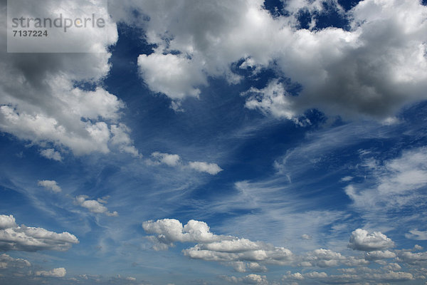 Cumulus- und Schleierwolken am Himmel
