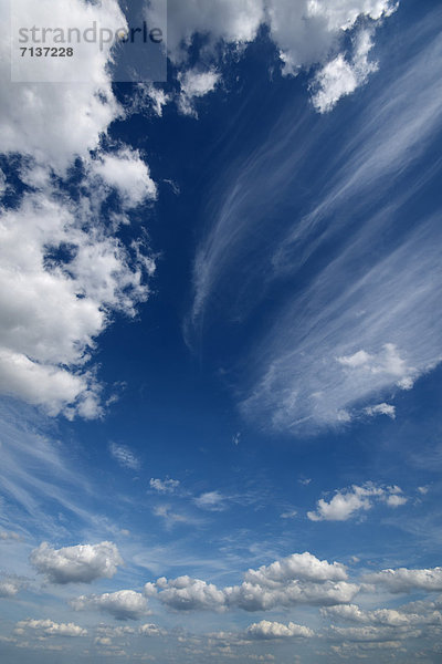Cumulus- und Cirruswolken vor Himmel