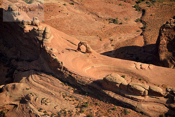 Luftaufnahme Delicate Arch  Arches-Nationalpark  Moab  Utah  Vereinigte Staaten von Amerika  USA