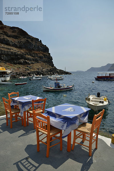 Hafen Stuhl Restaurant Santorin Munition Kykladen Griechenland Griechische Inseln