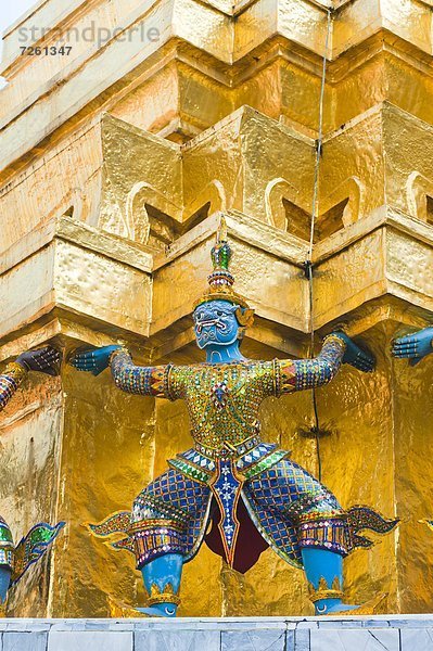 Bangkok Hauptstadt Unterstützung Statue Wachmann Südostasien Asien Thailand