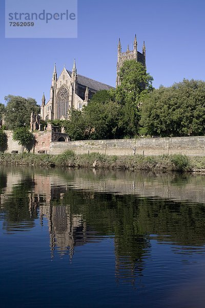 Europa  Großbritannien  Fluss  Kathedrale  England  Worcester  Worcestershire