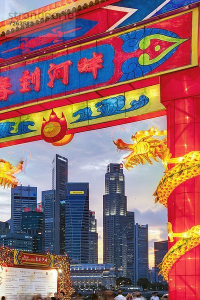 Fest  festlich  chinesisch  Fluss  Jachthafen  Dekoration  Südostasien  Asien  Bucht  neu  Singapur  Jahr