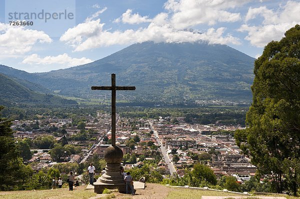 überqueren  Hügel  Mittelamerika  Ansicht  UNESCO-Welterbe  Kreuz  Guatemala