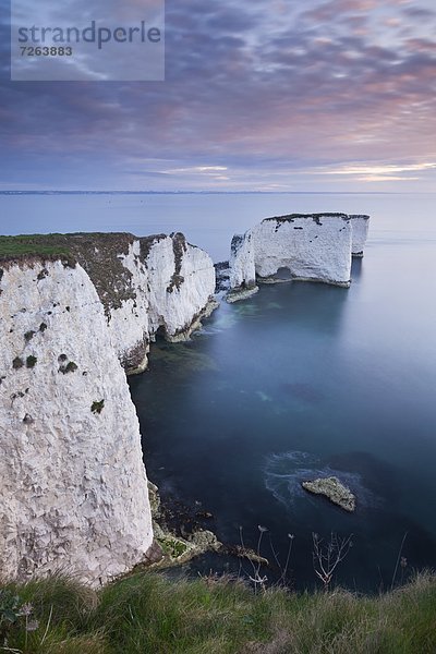 Felsbrocken  Europa  Großbritannien  über  Küste  Morgendämmerung  UNESCO-Welterbe  Dorset  England  alt