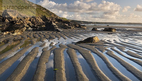 niedrig Muster Europa Strand Großbritannien Gezeiten Sand Cornwall England