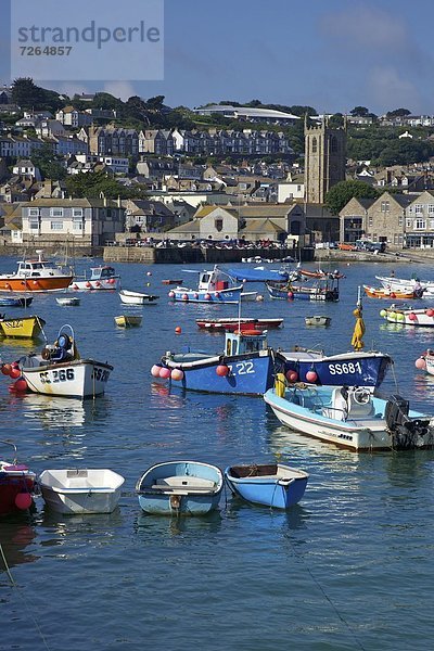 Hafen  Europa  Sonnenstrahl  Sommer  Großbritannien  Boot  Cornwall  England  alt