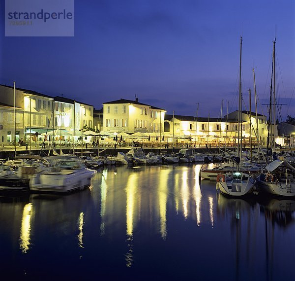 Hafen  Frankreich  Europa  Restaurant  Abenddämmerung  Ile de Re  Poitou-Charentes