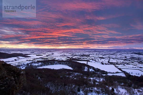Europa  bedecken  Sonnenuntergang  Großbritannien  über  See  Leidenschaft  Yorkshire and the Humber  England  North Yorkshire  Schnee