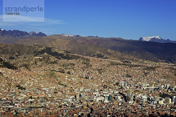 über Großstadt Hintergrund Ansicht Berg Bolivien Südamerika