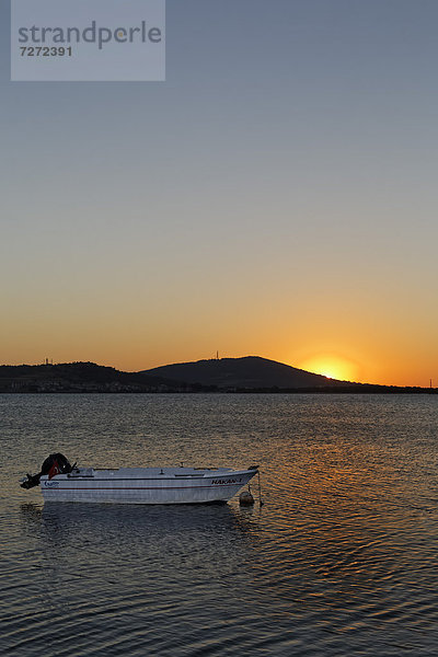 Hafen Sonnenuntergang klein Boot Asien Türkei
