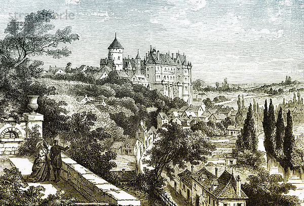 Historische Stadtansicht von Ch‚teaudun  Frankreich  Europa  1870
