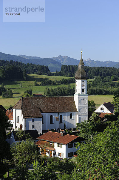 Bad Bayersoien mit Pfarrkirche St. Georg  Pfaffenwinkel  Oberbayern  Bayern  Deutschland  Europa  ÖffentlicherGrund