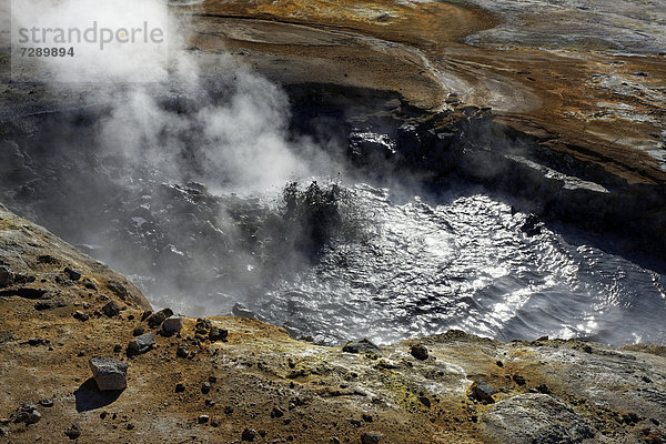 Kochender Schlamm  geothermisches Gebiet in Namafjall Hverir  Island  Europa