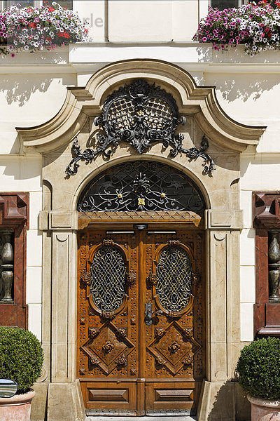 Austria Upper Austria  Ried  Door of town hall  close up