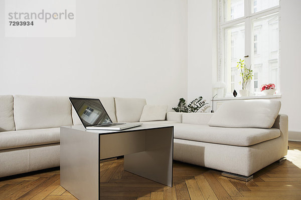 Germany  Berlin  Laptop on living room table
