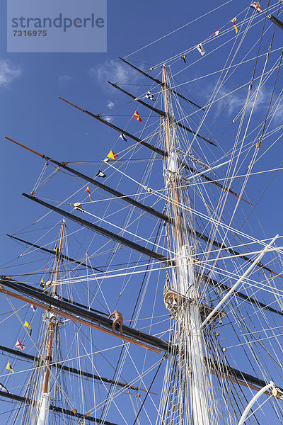Detailansicht des Mastes der Cutty Sark  Museumsschiff  Greenwich  London  England  Großbritannien  Europa