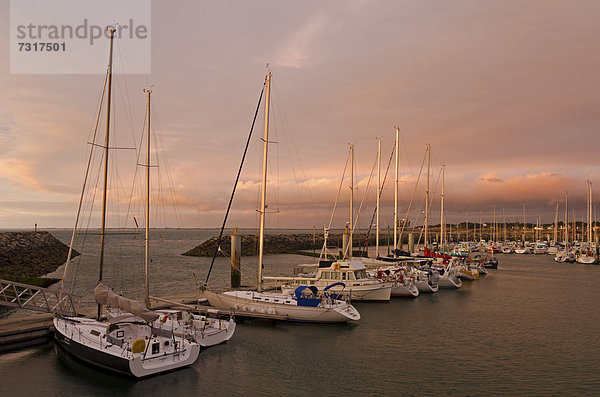 Hafen von Piriac-sur-Meer im Abendlicht  Dämmerung  DÈpartement Loire-Atlantique  Frankreich  Europa