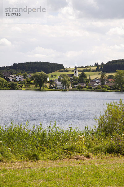 Schalkenmehrer Maar  Schalkenmehren  Daun  Eifel  Rheinland-Pfalz  Deutschland  Europa  ÖffentlicherGrund