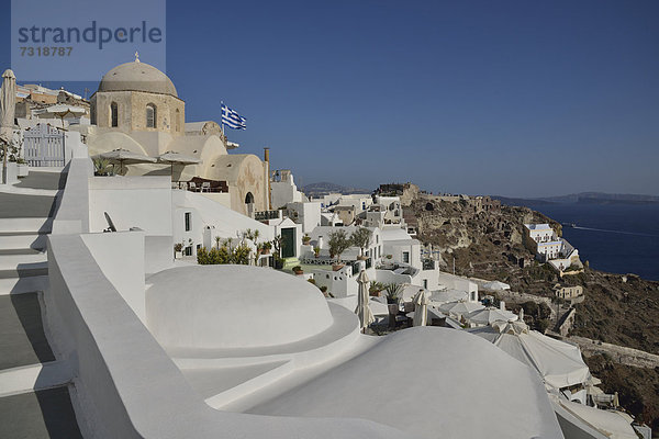 Dach Europa über Ansicht Santorin Kykladen Griechenland Griechische Inseln