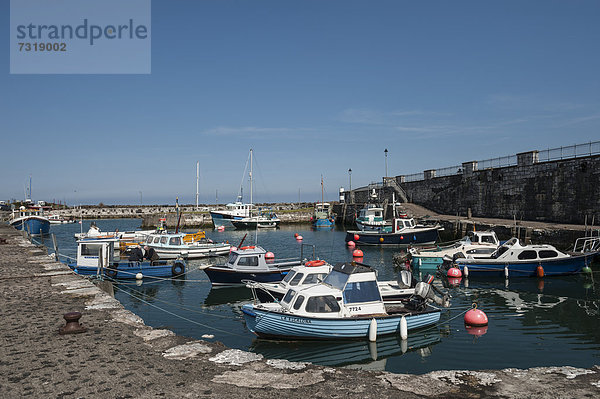 Hafen mit Fischerbooten  Carnlough  Nordirland  Großbritannien  Europa