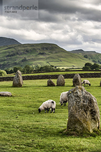 Steinkreis von Castlerigg in der Nähe von Keswick  Lake District  England  Großbritannien  Europa