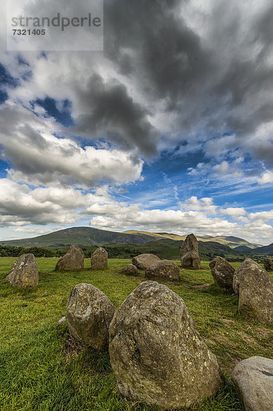 Steinkreis von Castlerigg in der Nähe von Keswick  Lake District  England  Großbritannien  Europa