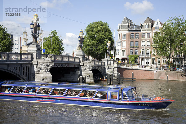 Amsterdam  Hauptstadt  Tourist  Boot  Fluss  Niederlande
