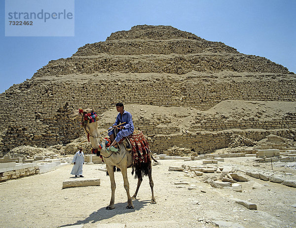 pyramidenförmig  Pyramide  Pyramiden  Mann  fahren  Kamel  Ägypten  Pyramide
