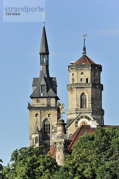 Türme der Stiftskirche  Stuttgart  Baden-Württemberg  Deutschland  Europa