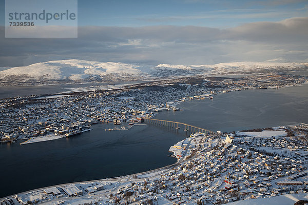 Tromsö vom Fjellheisen im Winter  Tromsö  Norwegen  Europa