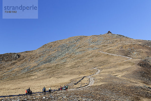 Wanderweg  Blick zum Zirbitzkogel Schutzhaus  Seetaler Alpen  Steiermark  Österreich  Europa