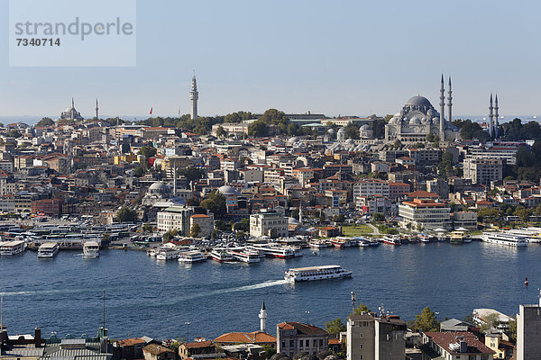 Europa Ansicht Türkei Goldenes Horn Istanbul links Nachbarschaft rechts Süleymaniye-Moschee