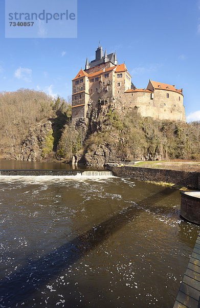 Burg Kriebstein am Fluss Zschopau  Sachsen  Deutschland  Europa