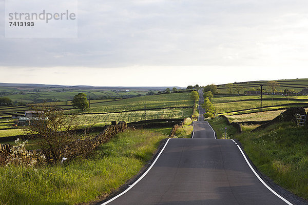 Gepflasterte Straße in ländlicher Landschaft