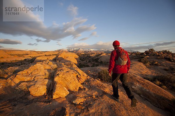 nahe  Mann  wandern  jung  Slickrock Trail  Moab  Utah